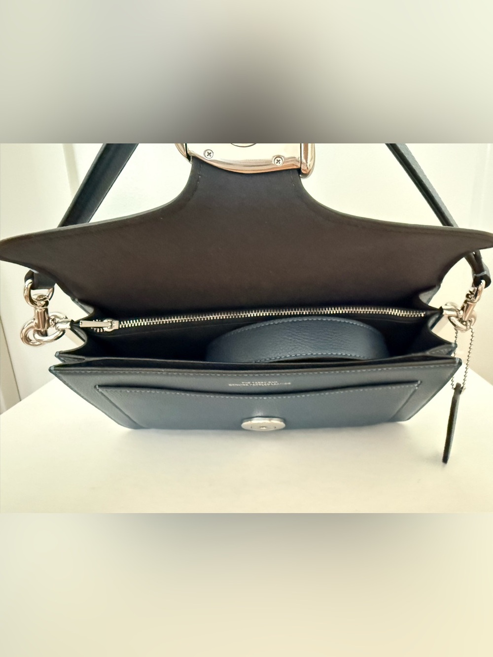 Coach Tabby Shoulder Bag (CH735) in Dark Blue Pebbled Leather with Signature C - Picture 7 of 9